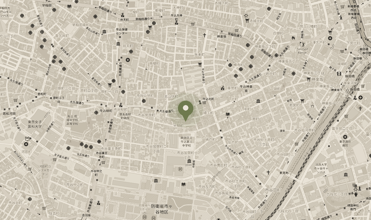 地図: 南山伏町3-5 ウィンコート神楽坂1F